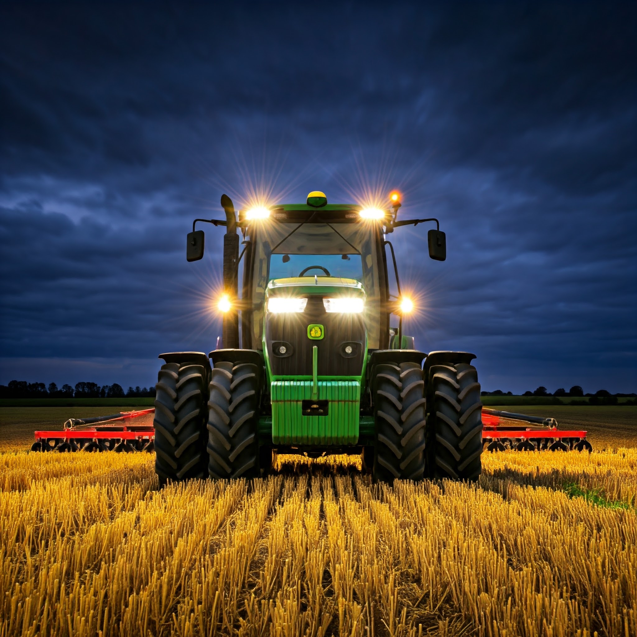 Tractor working at night